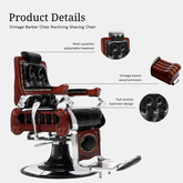 H.Master® Vintage Barber Chair Reclining Shaving Chair 8789